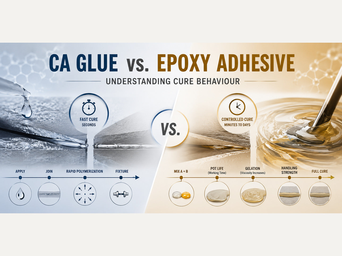 CA Glue vs. Epoxy Adhesive: Understanding cure behaviour