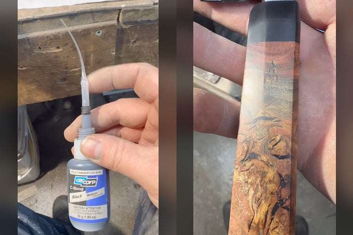 Knifemaking with Burl Wood: Filling Voids with Black CA Glue