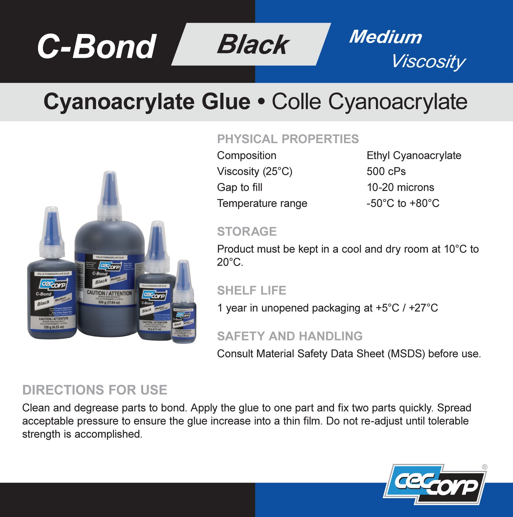 C-Bond Black | Black Medium Viscosity Cyanoacrylate Glue