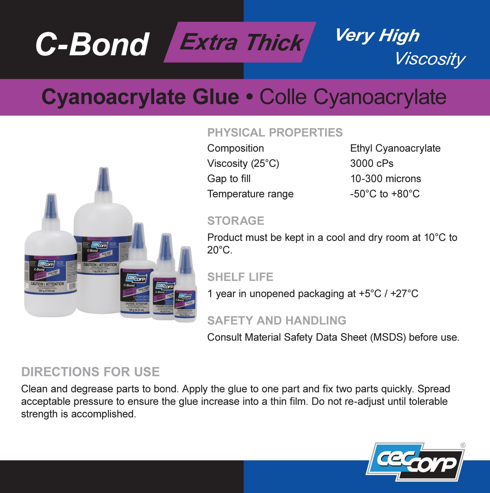 C-Bond Extra Thick | Very High Viscosity Cyanoacrylate Glue