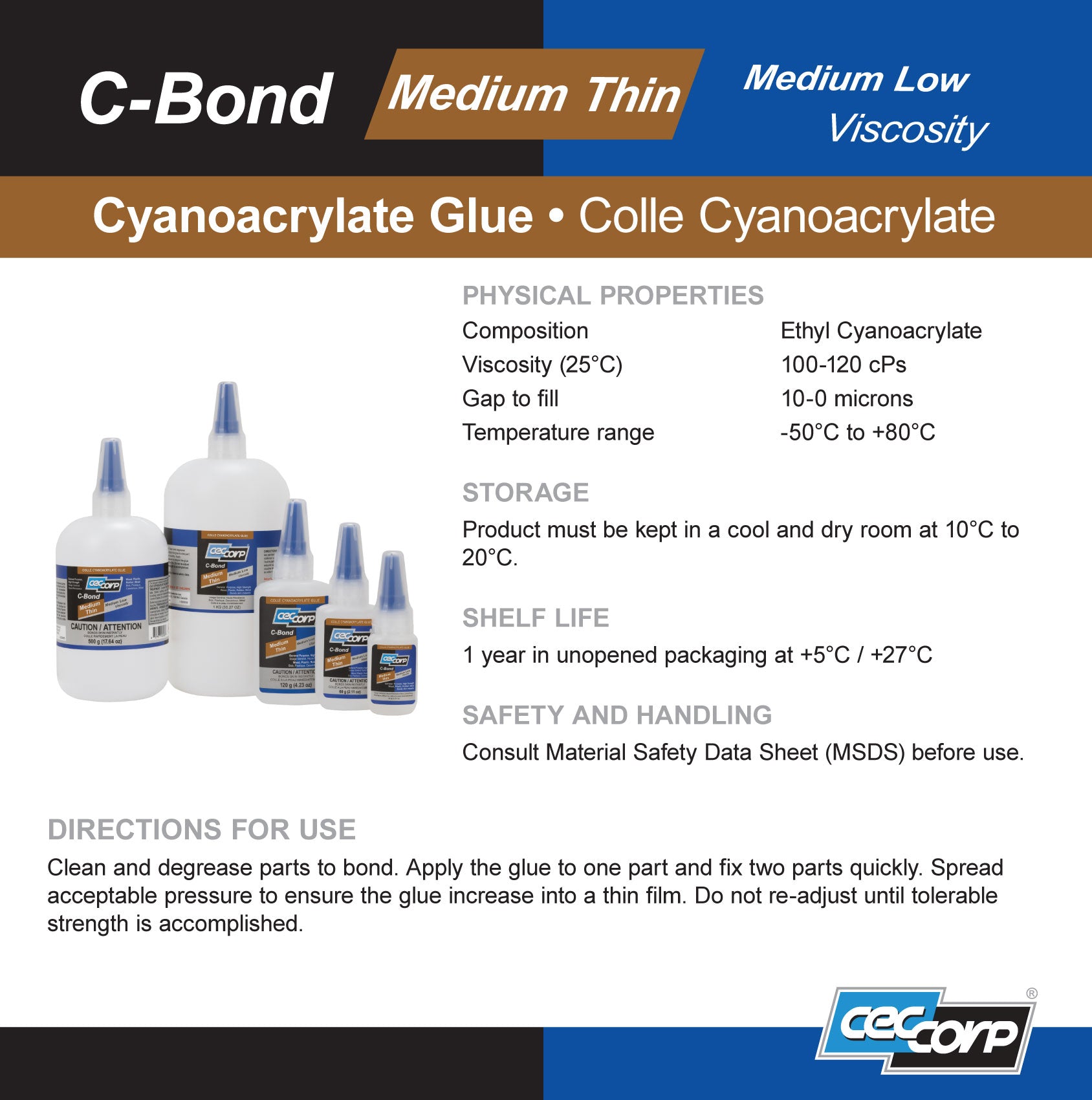 C-Bond Medium Thin | Medium Low Viscosity Cyanoacrylate Glue by CECCORP