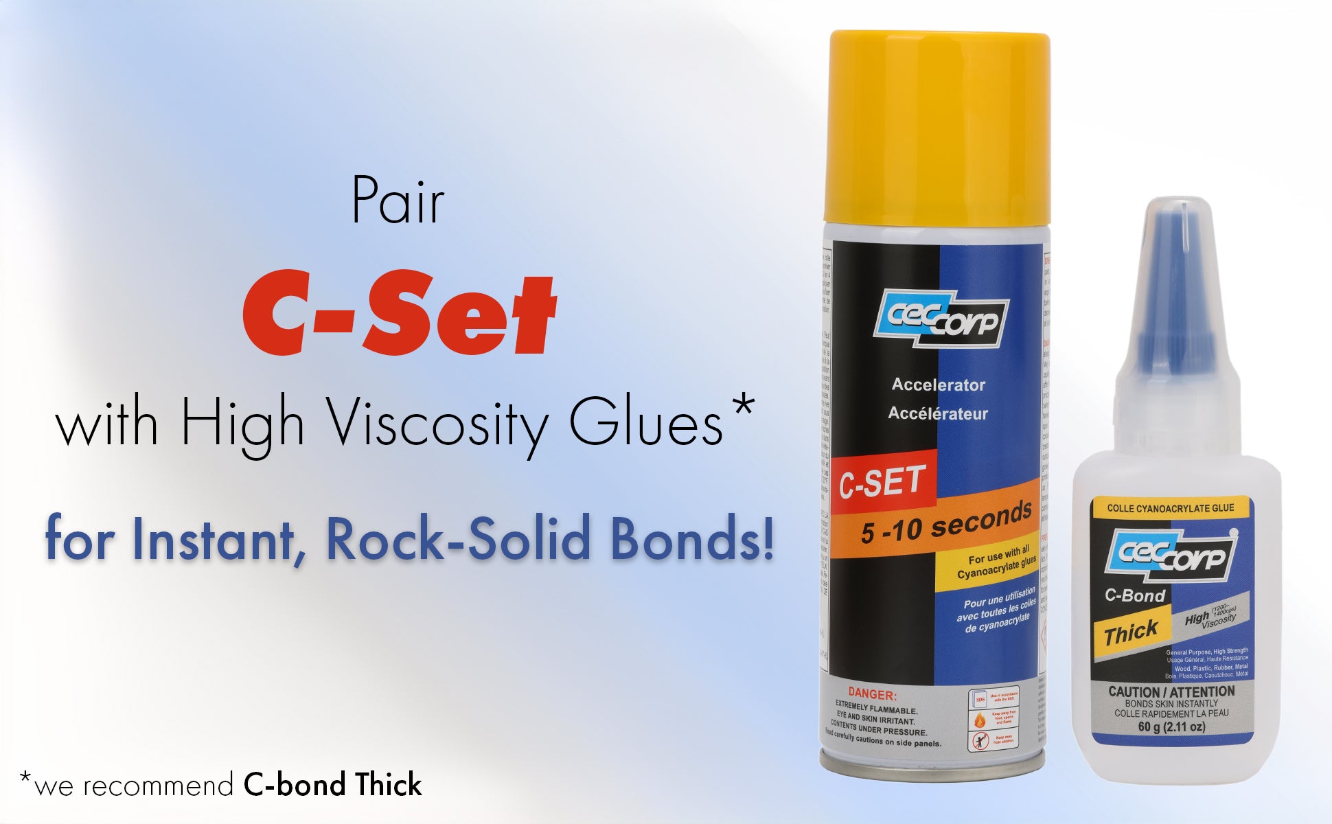 C-BOND Thick & C-SET Bundle | CA Glue and Accelerator Kit by CECCORP