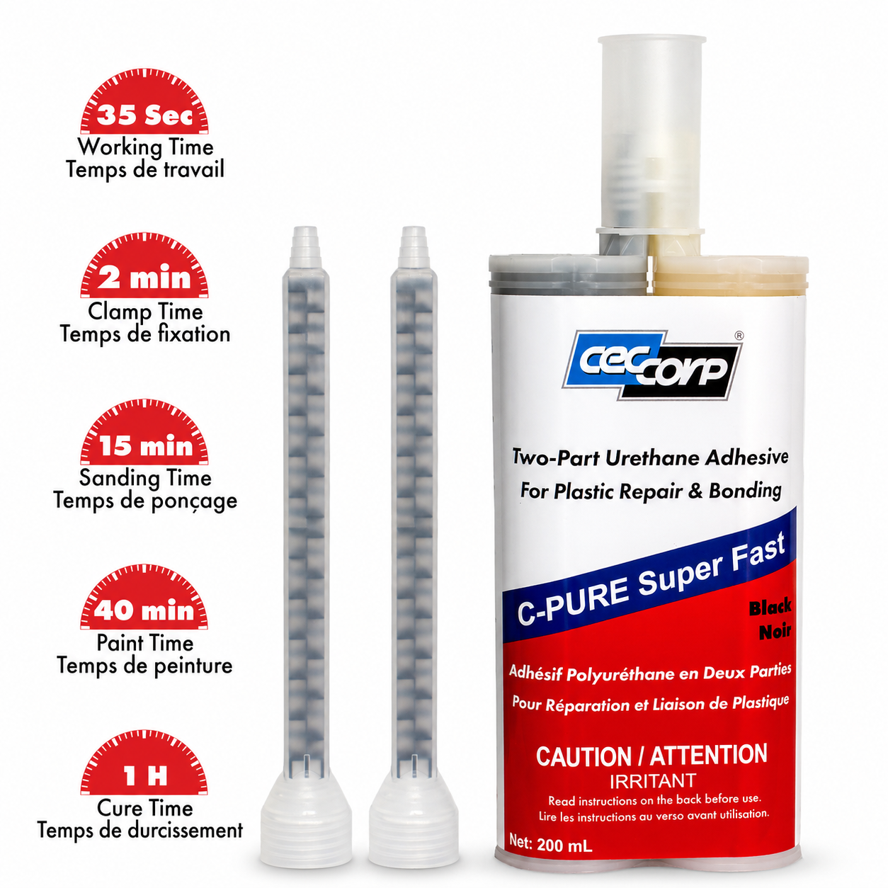 C-Pure Super Fast | Two-Part Polyurethane Adhesive for Plastic Bonding and Repair