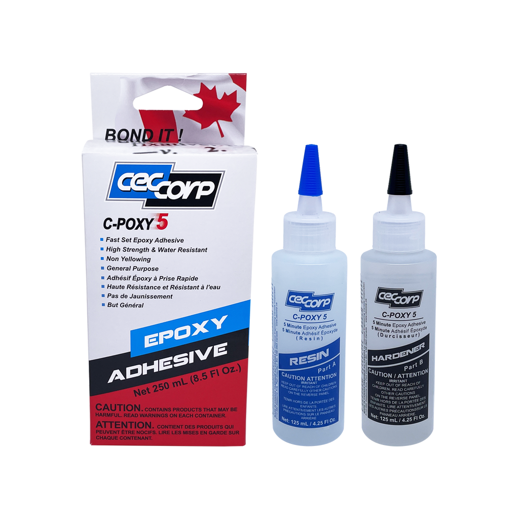 Five Minute Epoxy Glue Adhesive C-POXY 5 by CECCORP (8.5 Oz Combined) –  Fast Setting, Quick Cure, Clear Epoxy Glue, General Purpose, 5 Minute